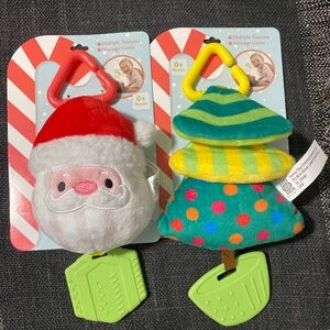 Baby Toy Chime Rattle Stroller Car Seat Christmas Tree & Santa Texture 0+ NEW